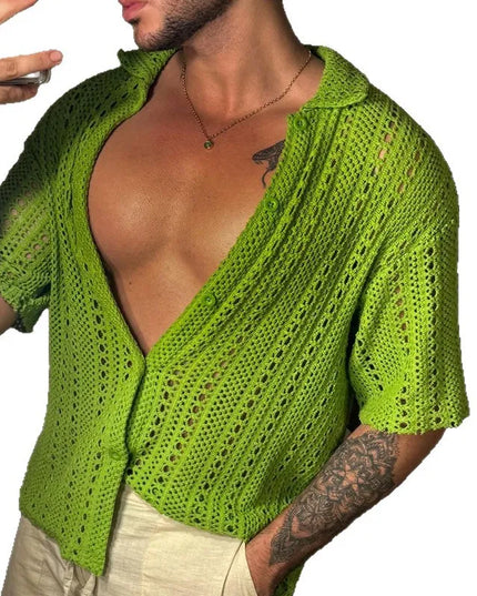 Men's Casual Knitted Mesh Shirt