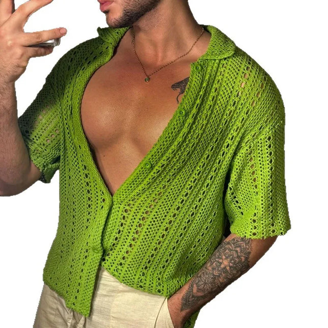 Men's Casual Knitted Mesh Shirt