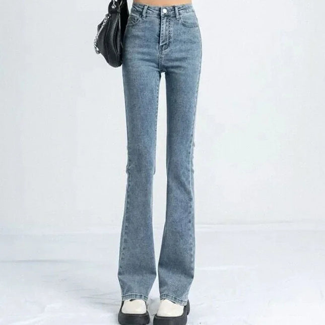 Women’s High-Waist Flare Jeans with Elastic Boot Cut – Vintage Style
