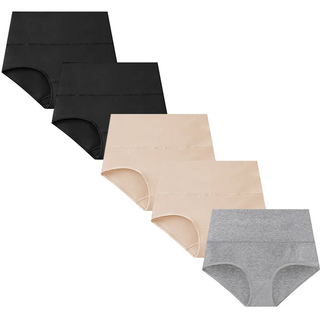 Set of 5 Women's High Waist Cotton Breathable Panties