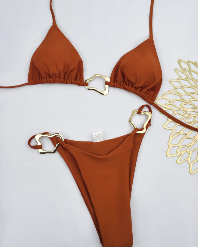 High-Waisted Two Piece Thong Bikini Set for Women