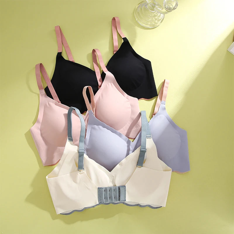 Women's 3-Piece Adjustable Back Seamless Bra Set - No Steel Ring, Anti-Sagging Design