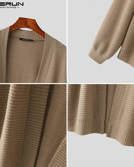 Incerun Men’s Knitted Loose Fit Long Sleeve Cardigan