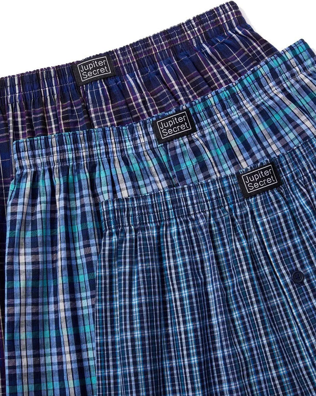6-Pack Men's Woven Boxer Shorts with Elastic Waistband - Assorted Colors
