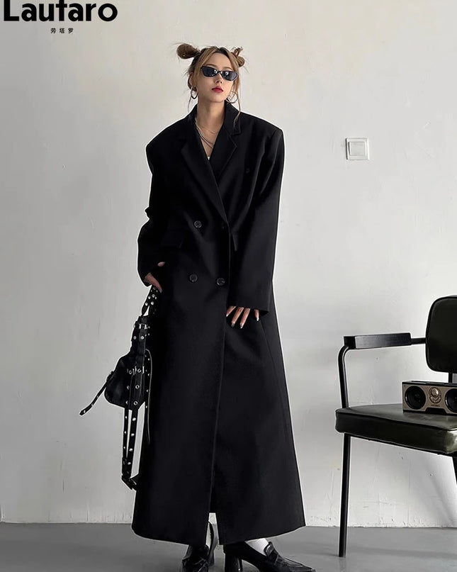Lautaro Women's Long Trench Coat – Double-Breasted, Loose Fit