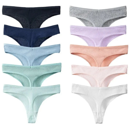 10Pack Women's Cotton Thongs - Comfortable Fit Thong's