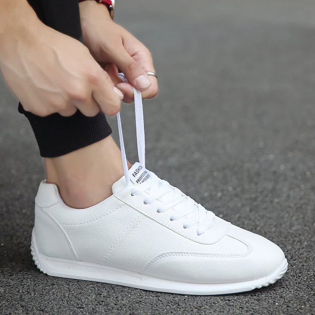 Men's Faux Leather Casual Sneakers with Non-Slip Sole