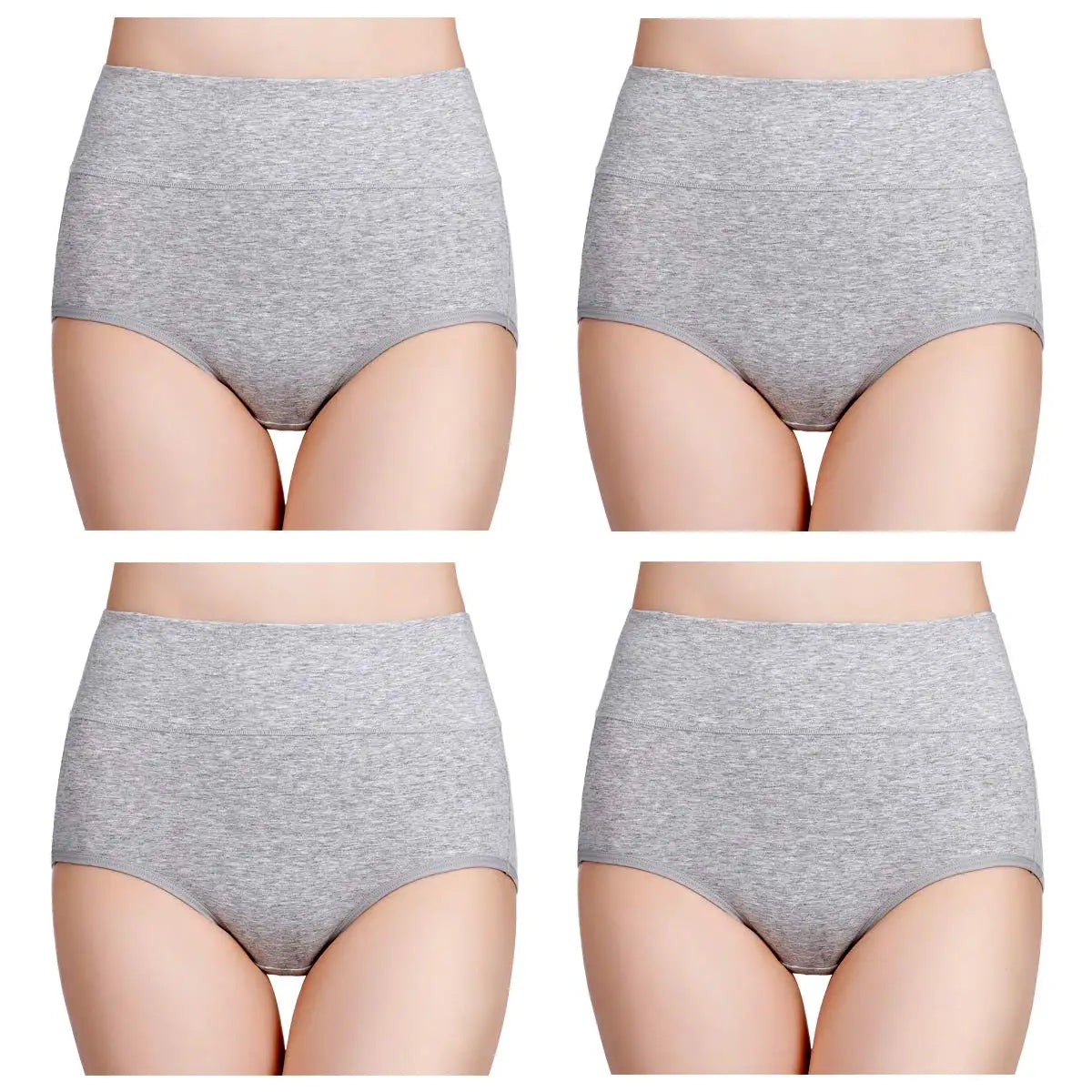 4-Piece Women's High-Waisted Tummy Control Underwear Cotton Soft Stretch Briefs