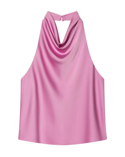 Satin Women's Halter Backless Sleeveless Blouse