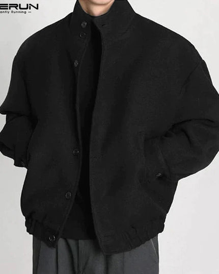 INCERUN Men's Stand Collar Long Sleeve Button-Up Jacket