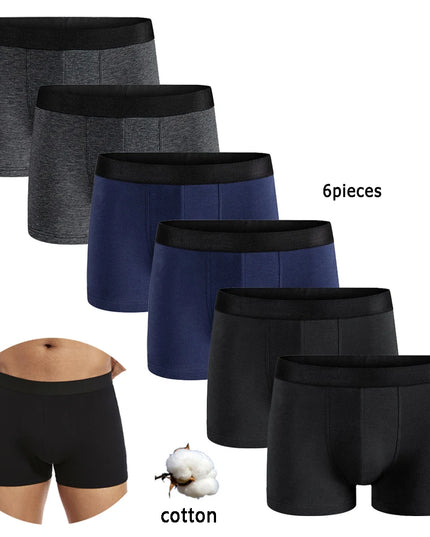 6-Pack Cotton Boxer Briefs for Men