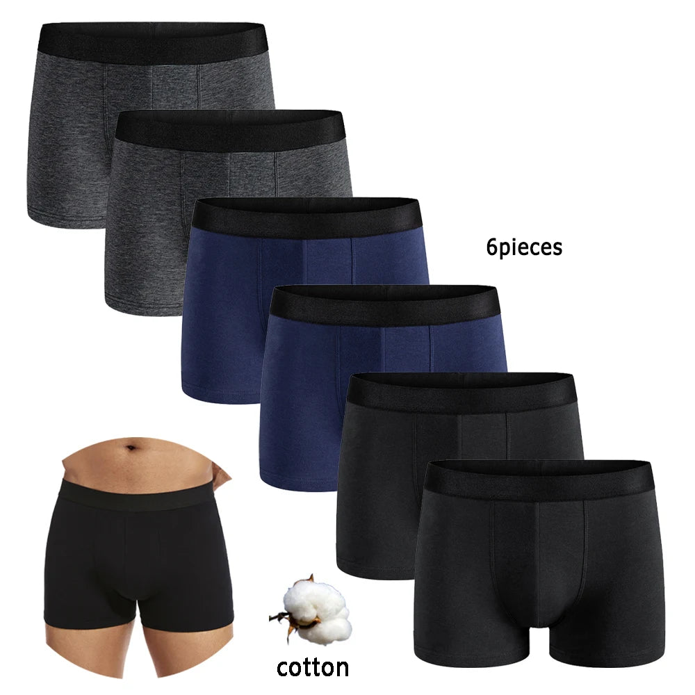 6-Pack Cotton Boxer Briefs for Men