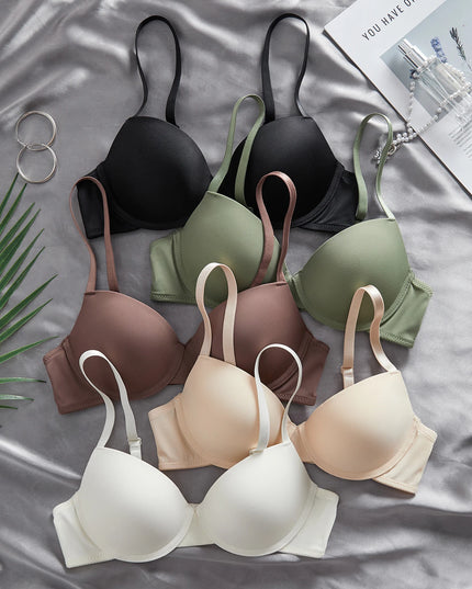5-Piece Women's Seamless Push-Up Bras Set with Underwire Support