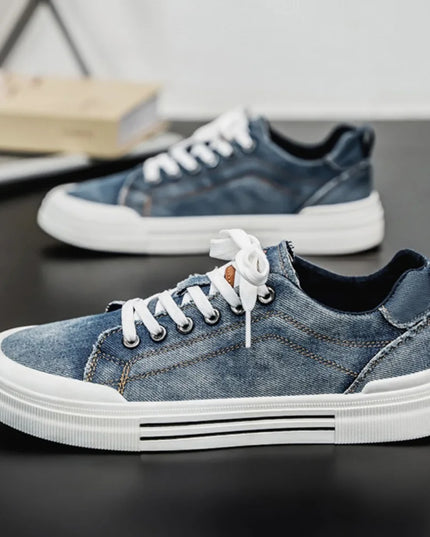 Men's Vulcanized Canvas Lace-Up Sneakers – Stylish & Durable Casual Shoes