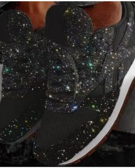 Women's Glitter Lace-Up Vulcanized Sneakers
