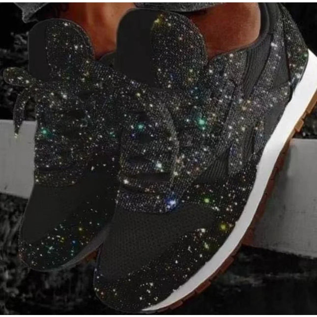 Women's Glitter Lace-Up Vulcanized Sneakers