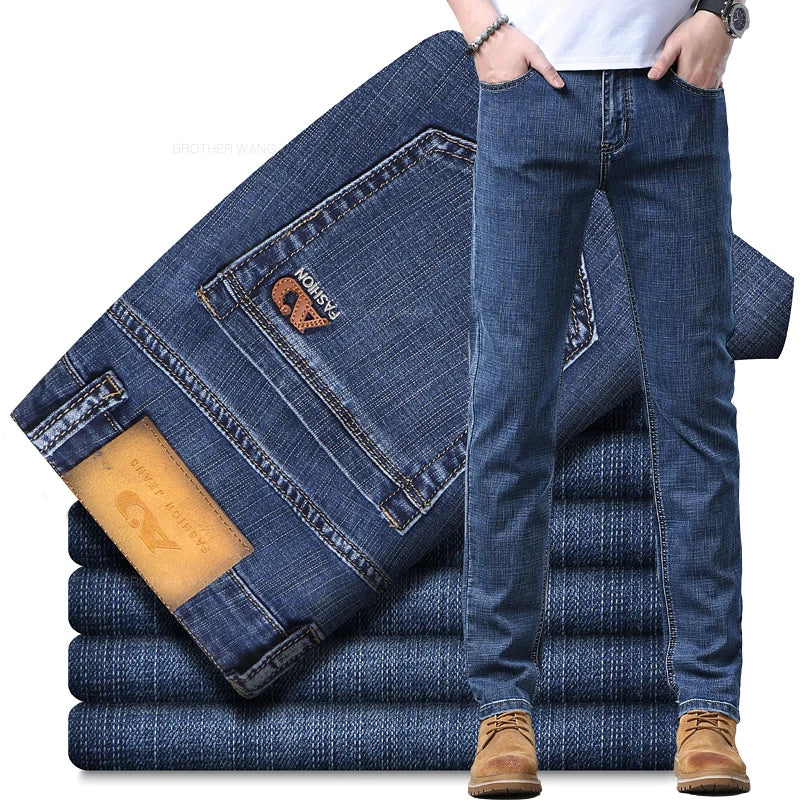 Men's Slim Fit Jeans - Stylish Casual Stretch Denim Pants for Men