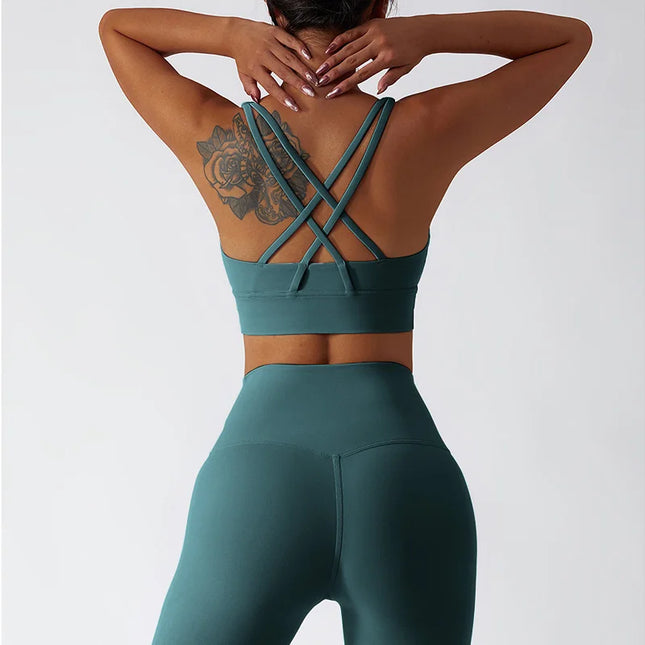 2-Piece Women's Yoga Set: Push-Up Bra and Leggings Combo - Various Colors