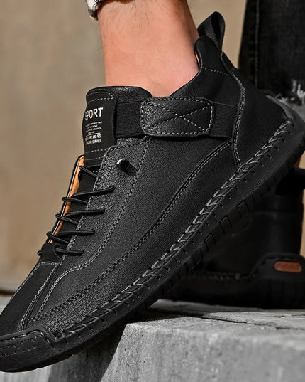 Men's Casual Shoes - Fashionable Solid Faux Leather Footwear