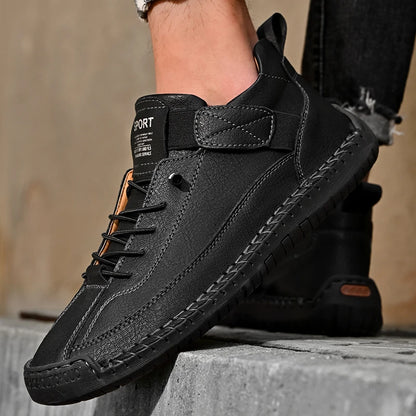 Men's Casual Shoes - Fashionable Solid Faux Leather Footwear