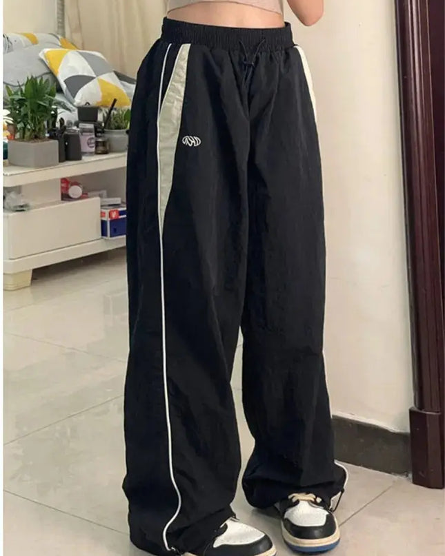 Women's Retro Loose-Fit Drawstring Casual Joggers - Wide Leg Fit
