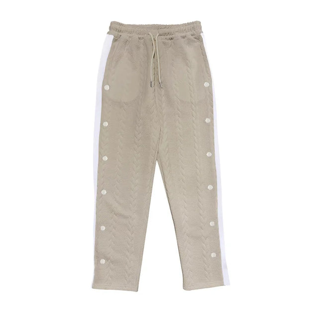 Men's Loose Fit Drawstring Joggers with Side Buttons