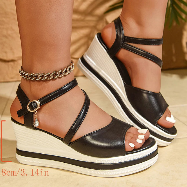 Women's Chunky Platform Sandals with Thick Sole and Wedge Heel