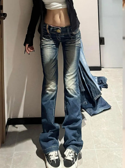 Vintage High-Waisted Embroidered Jeans for Women