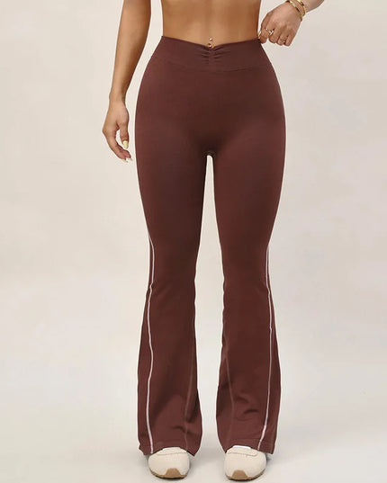 Women's High-Waist Flared Sports Pants with Elastic Sweatpants