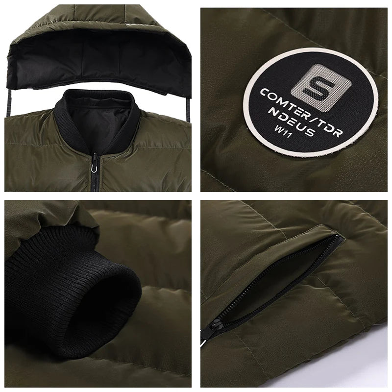 Men's Double-Sided Wear Jacket with Removable Hood