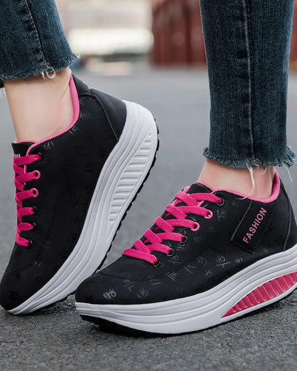 Women's Casual Breathable Comfort Wedge Heel Walking Sneakers with Thick Sole