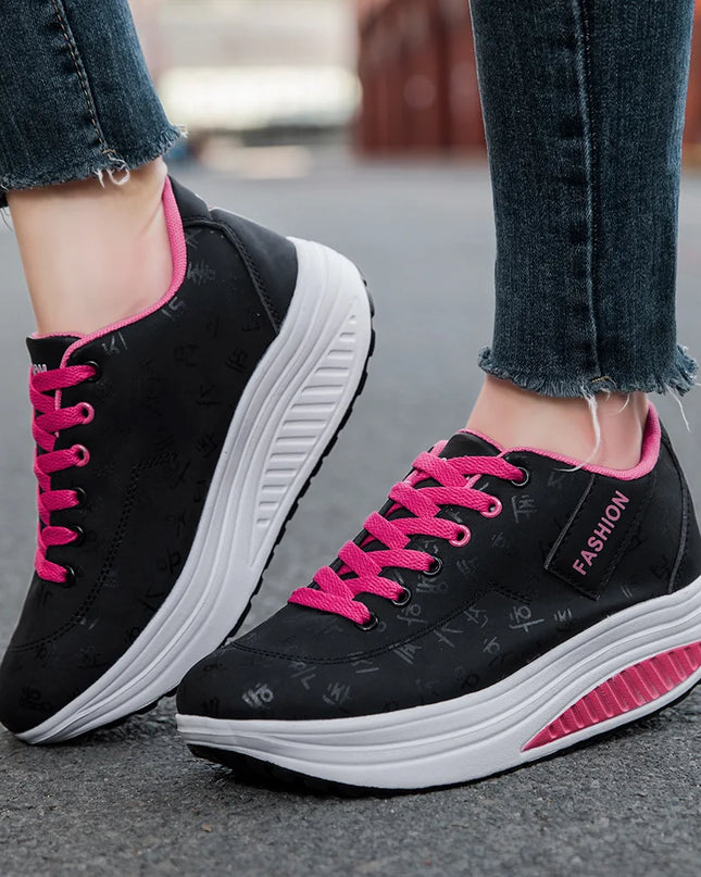 Women's Casual Breathable Comfort Wedge Heel Walking Sneakers with Thick Sole