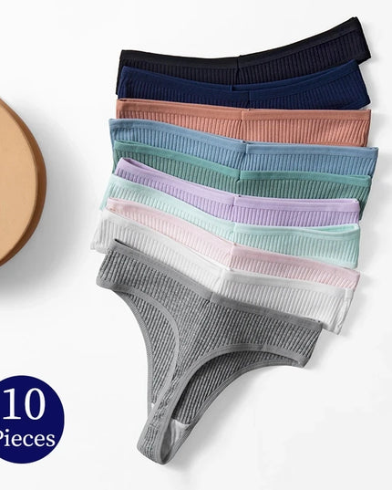 10Pack Women's Cotton Thongs - Comfortable Fit Thong's