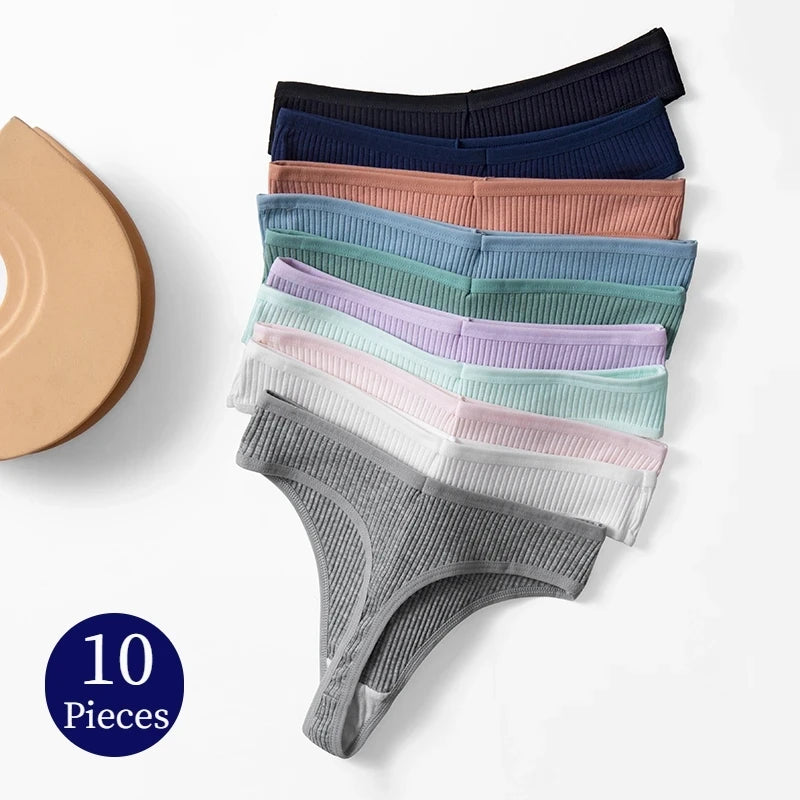 10Pack Women's Cotton Thongs - Comfortable Fit Thong's