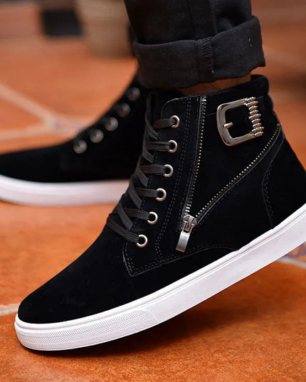 Men's Breathable High Top Casual Sneakers with Side Zipper