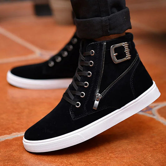 Men's Breathable High Top Casual Sneakers with Side Zipper