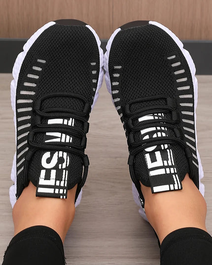 Regenerate Delete Women's Breathable Knitted Mesh Sneakers - Lightweight Lace up Shoes