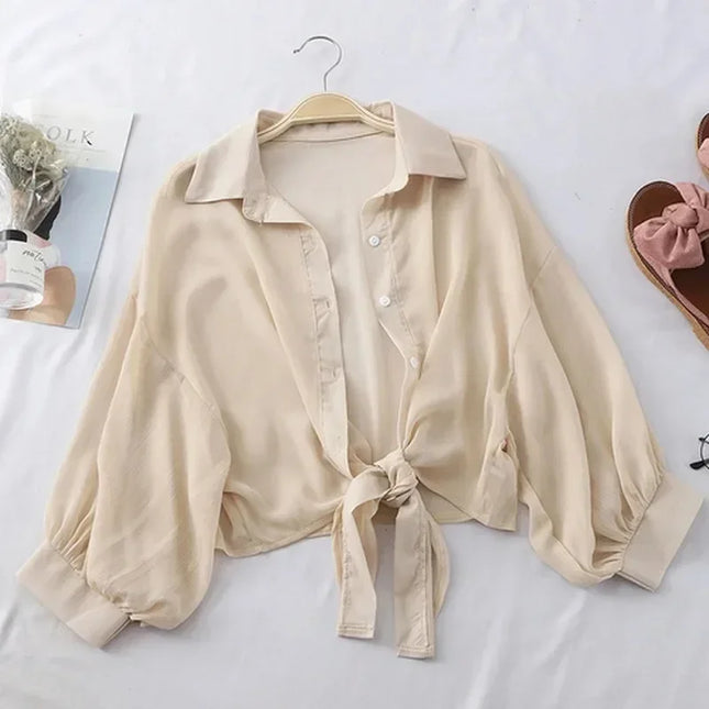 Women's Loose Tied Waist Blouse