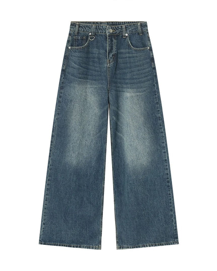 EFB Men's Gradient Washed Straight Leg Denim Pants with Metal Ring Design
