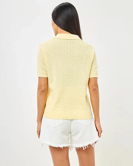 Women's Knitted Polo T-Shirt – Casual Loose Fit with Lapel, Comfortable Women's Knit Top
