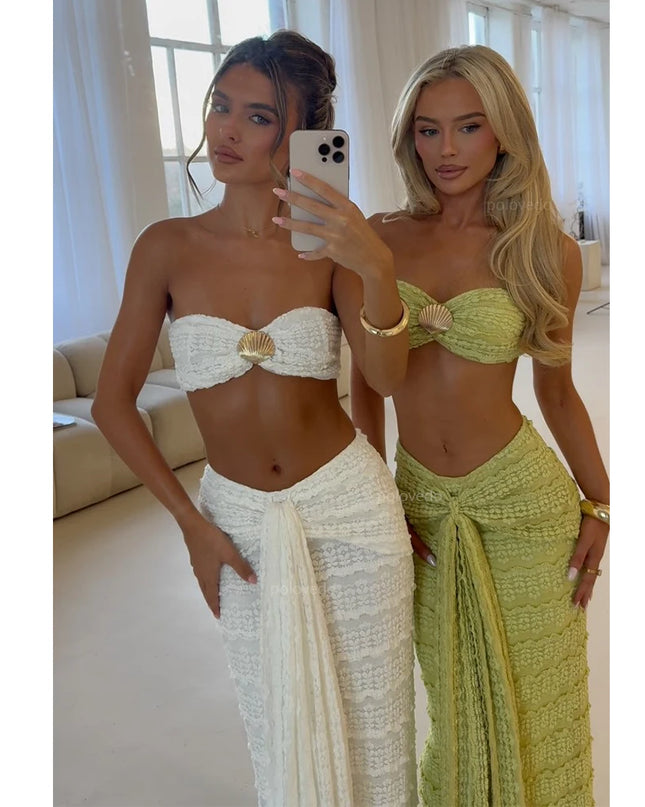 2-Piece Women's Bikini Swimsuit Set with Long Dress Cover-Up