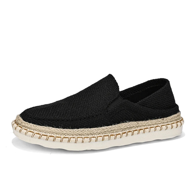 Comfortable Men's Slip-On Flats - Breathable Canvas Linen Loafers