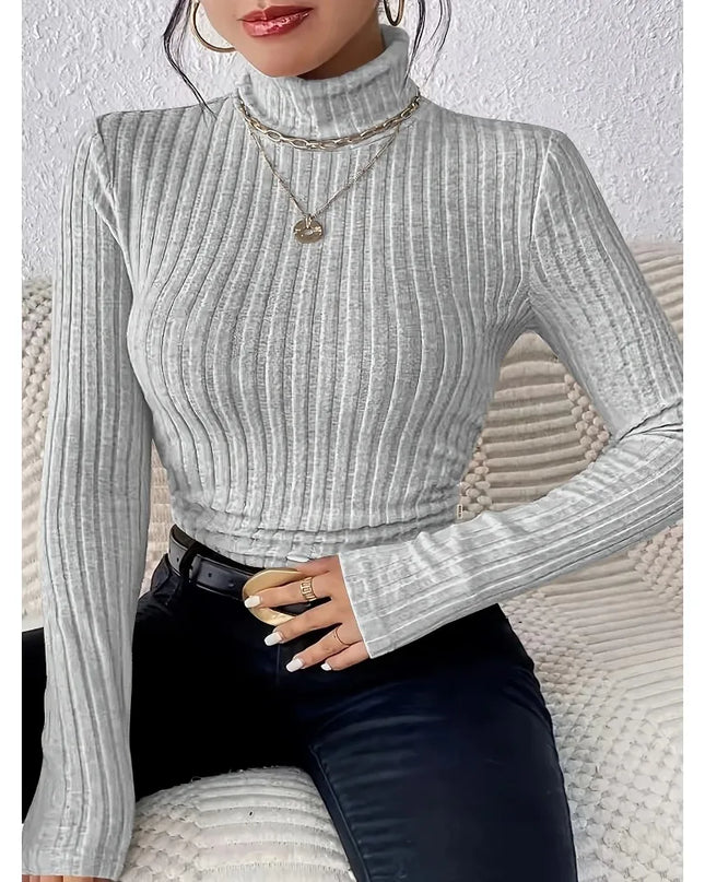 Women's Fitted Ribbed Knit Turtleneck Sweater