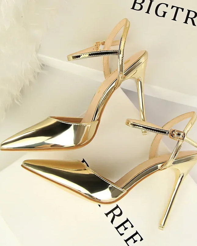 BIGTREE Women's Pointed Toe Buckle Strap Stiletto Heels