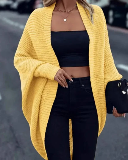Women’s Elegant Open-Front Knit Cardigan with Loose Long Sleeves
