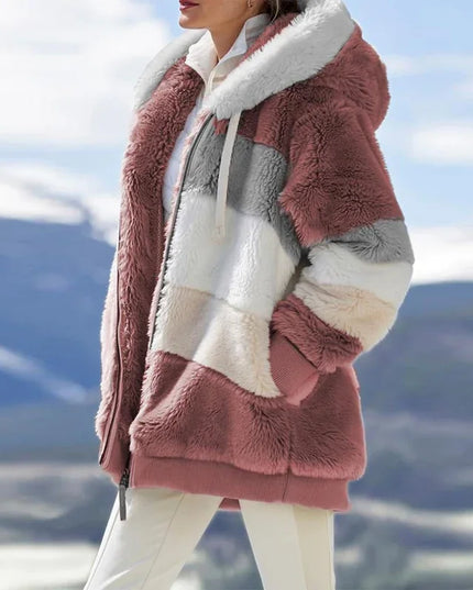 Oversized Hooded Plush Jacket for Women