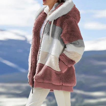 Oversized Hooded Plush Jacket for Women