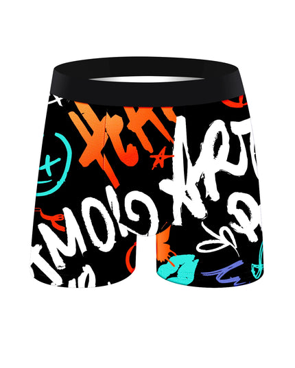 5-Piece Men’s Graffiti-Print Boxer Brief Set – Soft, Comfortable & Skin-Friendly