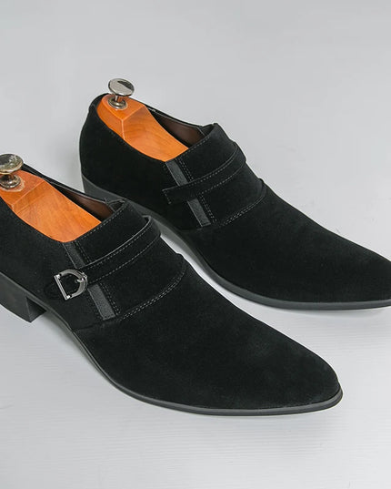 Men's Faux Suede Pointed Toe Height-Enhancing Shoes