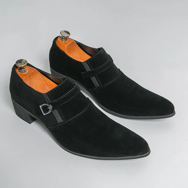 Men's Faux Suede Pointed Toe Height-Enhancing Shoes
